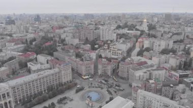 Ukrayna, Kyiv 'deki Bağımsızlık Meydanı. Meydan. Hava görünümü