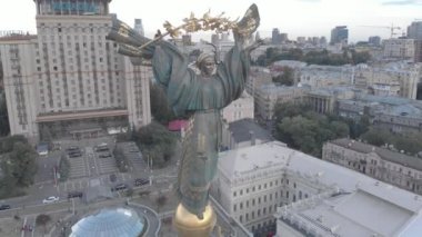 Ukrayna, Kyiv 'deki Bağımsızlık Meydanı. Meydan. Hava görünümü