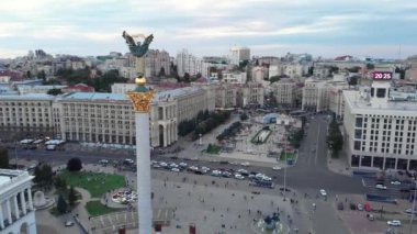 Ukrayna, Kyiv 'deki Bağımsızlık Meydanı. Meydan. Hava görünümü