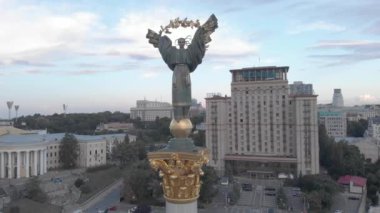 Ukrayna, Kyiv 'deki Bağımsızlık Meydanı. Meydan. Hava görünümü