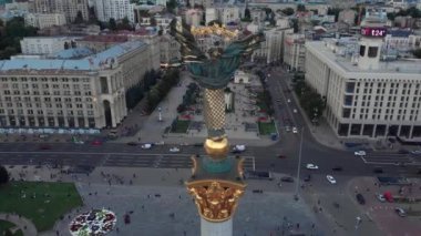 Ukrayna, Kyiv 'deki Bağımsızlık Meydanı. Meydan. Hava görünümü