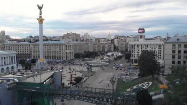Ukrayna, Kyiv 'deki Bağımsızlık Meydanı. Meydan. Hava görünümü