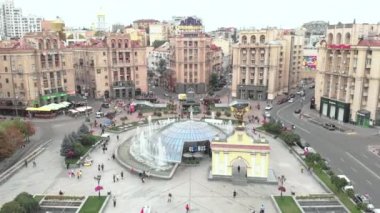 Ukrayna, Kyiv 'deki Bağımsızlık Meydanı. Meydan. Hava görünümü