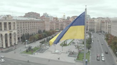 Ukrayna, Kyiv 'deki Bağımsızlık Meydanı. Meydan. Hava görünümü
