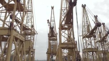 Ukrayna 'nın başkenti Kyiv' de bir sürü vinç var. Hava görünümü