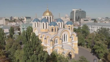 Kyiv 'deki St. Volodymyr Katedrali. Ukrayna. Hava görünümü