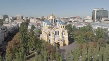 Kyiv 'deki St. Volodymyr Katedrali. Ukrayna. Hava görünümü