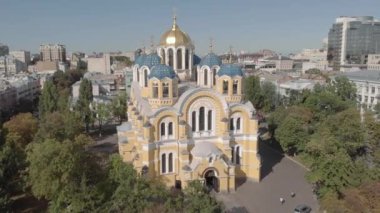 Kyiv 'deki St. Volodymyr Katedrali. Ukrayna. Hava görünümü