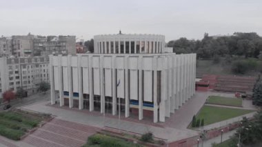 Ukrayna 'nın Kyiv' deki Avrupa Meydanı 'ndaki evi. Ukrayna. Hava görünümü