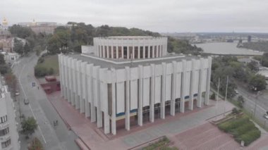 Ukrayna 'nın Kyiv' deki Avrupa Meydanı 'ndaki evi. Ukrayna. Hava görünümü