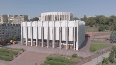 Ukrayna 'nın Kyiv' deki Avrupa Meydanı 'ndaki evi. Ukrayna. Hava görünümü