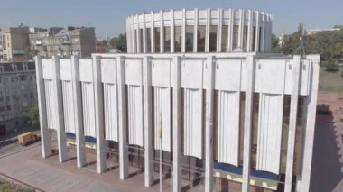 Ukrayna 'nın Kyiv' deki Avrupa Meydanı 'ndaki evi. Ukrayna. Hava görünümü