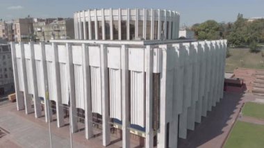 Ukrayna 'nın Kyiv' deki Avrupa Meydanı 'ndaki evi. Ukrayna. Hava görünümü
