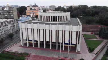 Ukrayna 'nın Kyiv' deki Avrupa Meydanı 'ndaki evi. Ukrayna. Hava görünümü
