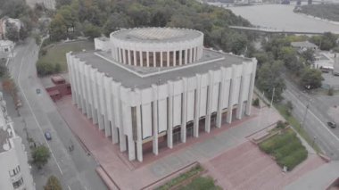 Ukrayna 'nın Kyiv' deki Avrupa Meydanı 'ndaki evi. Ukrayna. Hava görünümü