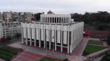 Ukrayna 'nın Kyiv' deki Avrupa Meydanı 'ndaki evi. Ukrayna. Hava görünümü