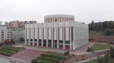 Ukrayna 'nın Kyiv' deki Avrupa Meydanı 'ndaki evi. Ukrayna. Hava görünümü