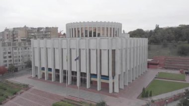 Ukrayna 'nın Kyiv' deki Avrupa Meydanı 'ndaki evi. Ukrayna. Hava görünümü