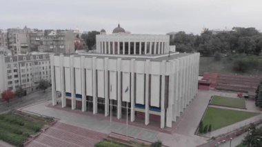 Ukrayna 'nın Kyiv' deki Avrupa Meydanı 'ndaki evi. Ukrayna. Hava görünümü