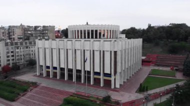 Ukrayna 'nın Kyiv' deki Avrupa Meydanı 'ndaki evi. Ukrayna. Hava görünümü
