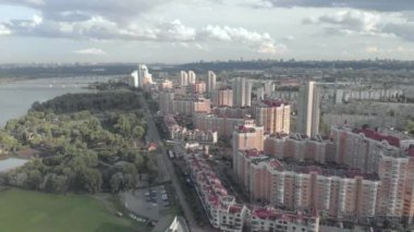 Kyiv, Ukrayna. Obolon bölgesi. Hava görünümü