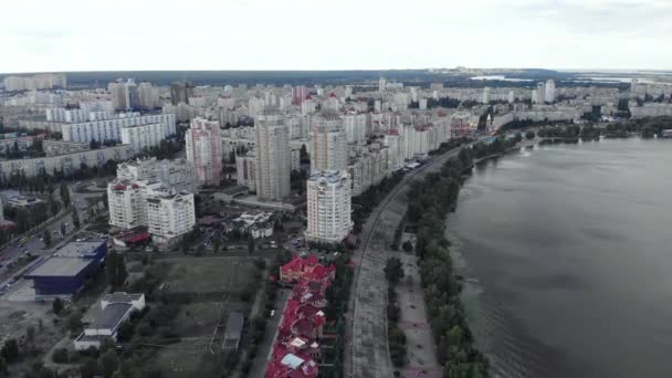 Kyiv, Ukraine. Obolon district. Aerial view — Stock Video