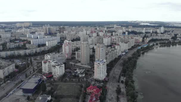 Kiev, Ukraina. Obolondistriktet. Flygbild — Stockvideo