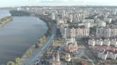 Kyiv, Ukrayna. Obolon bölgesi. Hava görünümü