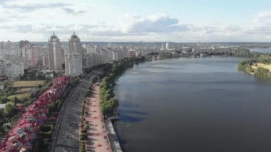 Kyiv, Ukrayna. Obolon bölgesi. Hava görünümü