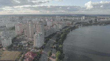 Kyiv, Ukrayna. Obolon bölgesi. Hava görünümü