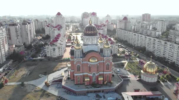 Kiev, Ucrania. Distrito de Obolon. Vista aérea — Vídeos de Stock