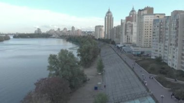 Kyiv, Ukrayna. Obolon bölgesi. Hava görünümü