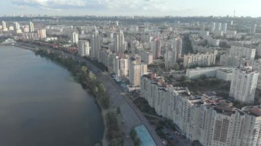 Kyiv, Ukrayna. Obolon bölgesi. Hava görünümü