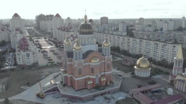 Kyiv, Ukrayna. Obolon bölgesi. Hava görünümü
