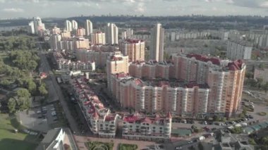 Kyiv, Ukrayna. Obolon bölgesi. Hava görünümü