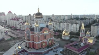 Kyiv, Ukrayna. Obolon bölgesi. Hava görünümü