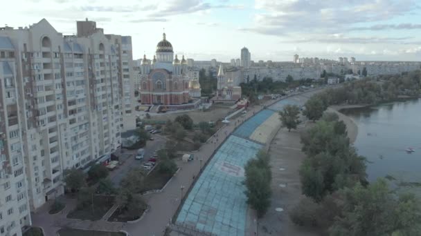 Kiev, Ukraine. Quartier Obolon. Vue aérienne — Video
