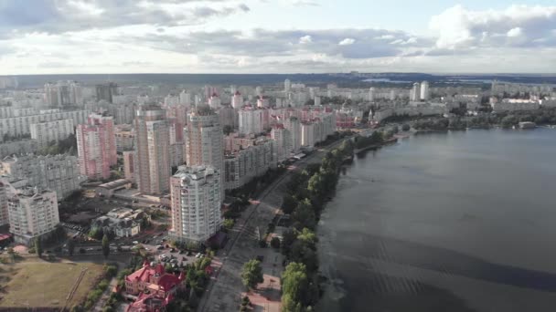 Kyiv, Ukraine. Obolon district. Aerial view — Stock Video