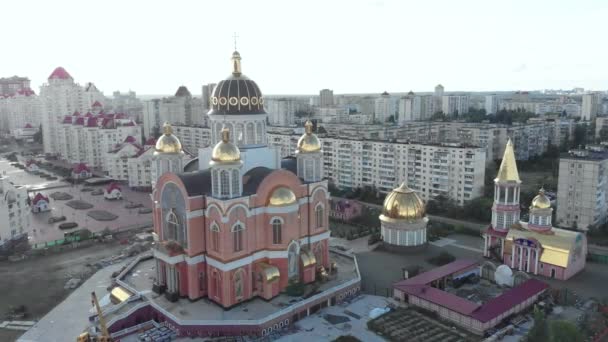 Kiev, Ucrania. Distrito de Obolon. Vista aérea — Vídeos de Stock