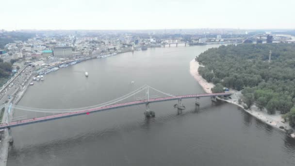 第聂伯河。Kyiv 。乌克兰。空中景观 — 图库视频影像