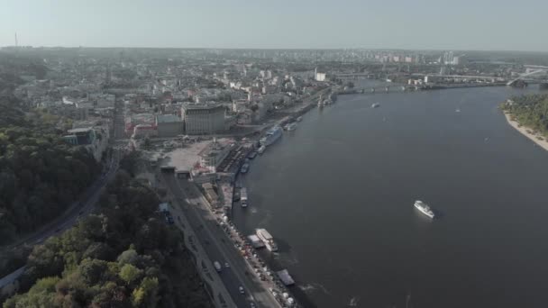 Río Dnipro. Kiev. Ucrania. Vista aérea — Vídeos de Stock