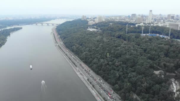 Rio Dnipro. Kiev. Ucrânia. Vista aérea — Vídeo de Stock