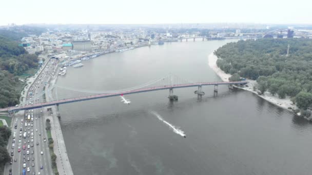 Dnipro-floden. Kiev. Ukraina. Flygbild — Stockvideo