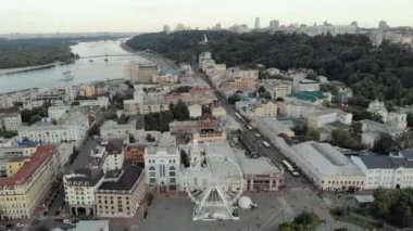 Kyiv, Ukrayna. Podil Bölgesi. Hava görünümü