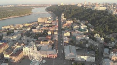 Kyiv, Ukrayna. Podil Bölgesi. Hava görünümü