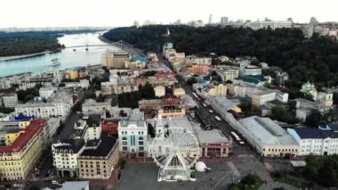 Kyiv, Ukrayna. Podil Bölgesi. Hava görünümü