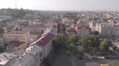 Kyiv, Ukrayna. Podil Bölgesi. Hava görünümü