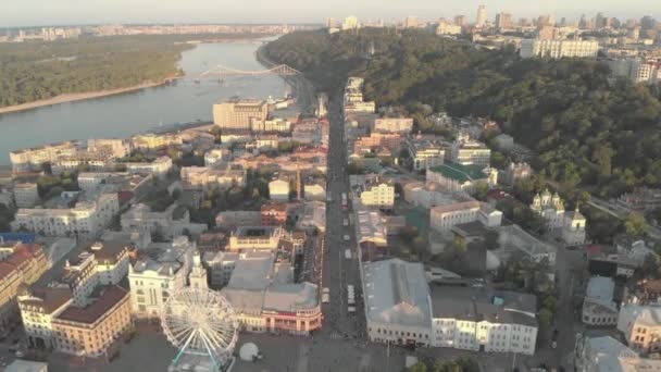 Kyiv, Ukraine. Podil District. Aerial view — Stock Video