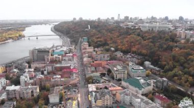 Kyiv, Ukrayna. Podil Bölgesi. Hava görünümü