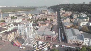Kyiv, Ukrayna. Podil Bölgesi. Hava görünümü